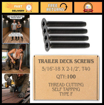 Heavy-Duty Deck Screws 5/16''-18 x 2-1/2'' - 100-Pack, Flathead T40 Torx, Self-Tap