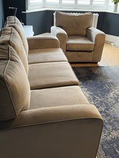 Collins and Hayes Pallas Taupe Velvet 3 Seater Sofa & Armchair Suite Loose Cover