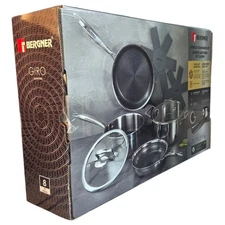 Bergner 3Ply Stainless Steel Ceramic Cookware Set 4 Pot/Pans 2 Lids 2 Protectors