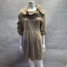 Simply Noelle Dress Womens Sm/Med Cowl Neck Sweater Tan Long Sleeve Pullover