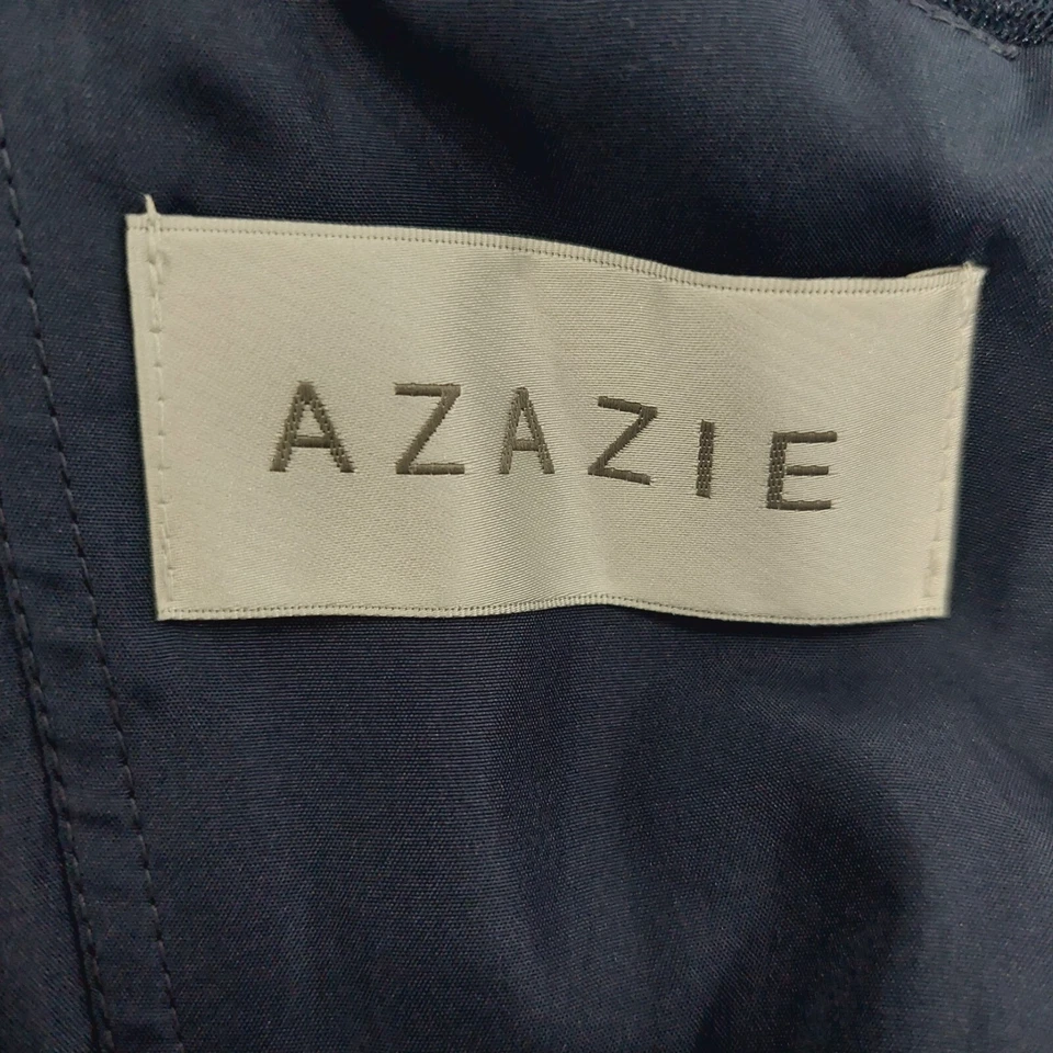 Azazie Formal Dress size 12 navy blue chiffon flowly lace top bridesmaid prom - Image 3 of 4