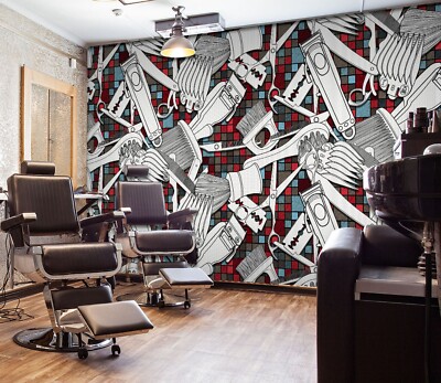 3D Quadrat C816 Haarschnitt Barber Shop Tapete Wandbild Fototapete Vera 23