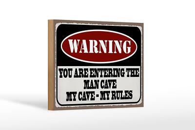 Holzschild Spruch 18x12 cm Warning you entering man cave Deko Schild