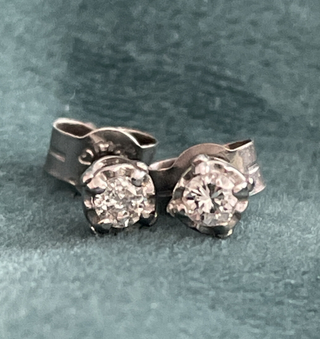 Vintage Diamond stud earrings, 9ct White gold eBay