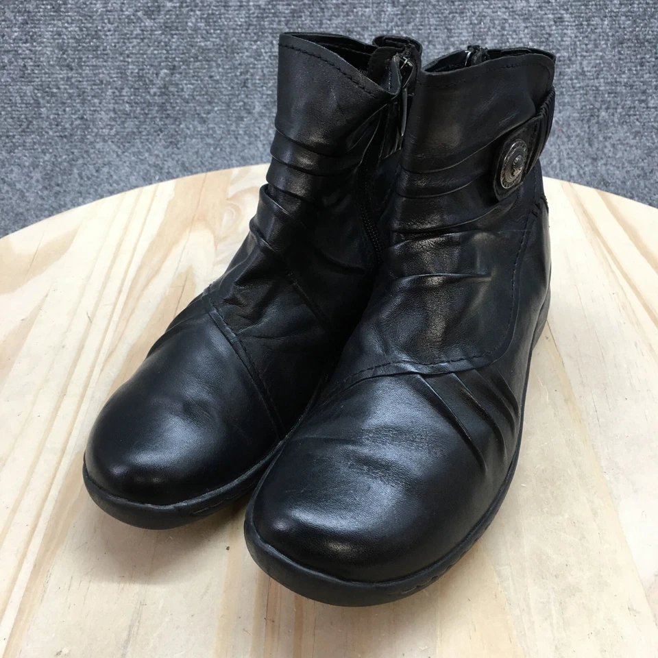 Earth Boots Womens 6 D Thyme Ankle Bootie Black Leather Comfort Casual Round Toe - Image 3 of 4