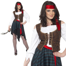 Ladies Pirate Lady Costume Caribbean Bucanneer Womens Fancy Dress UK 8-18