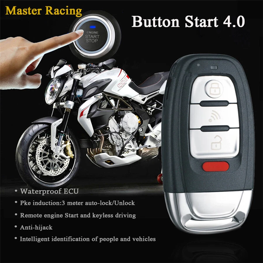 Motorcycle Engine One-button Start Button Kit Anti-theft Keyless Entry Ignition Foto 2 de 4
