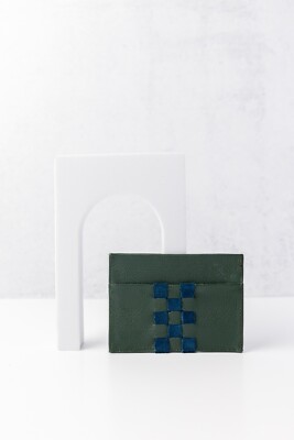 DAPH Artisan Leather Card Case - Green, New, Suede Leather Card Case