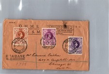 1939 Swaziland Majesty Service Airmail Cover To Chicago IL USA