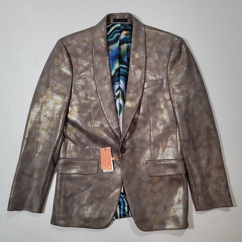 Tallia Slim-Fit Gold Metallic Blazer Mens 38R 38 Vibrante $295 - Picture 2 of 5