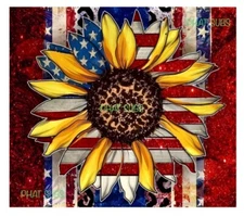 20oz Sublimation Tumbler Wrap Patriotic Sunflower Ready To Press Heat Transfer