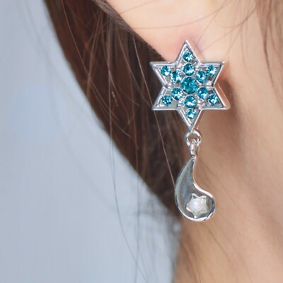 KPOP Idol BTS V Taehyung Blue Moon Star Earrings Korean Jewellery