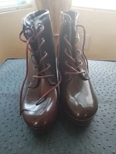 Cathy Jean Burgundy lace up Bootie 7