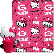 Green Bay Packers  Hello Kitty Character Plush & Throw Set by Northwest