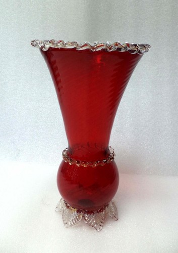 MURANO VENEZIANISCHE RUBINROT UND GOLD KUNSTGLAS VASE SCHALE