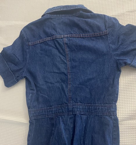 Vintage 1970s Navy Blue Denim Jumpsuit Women’s 9/10 Wide Leg Jean Button Front - Picture 6 of 13