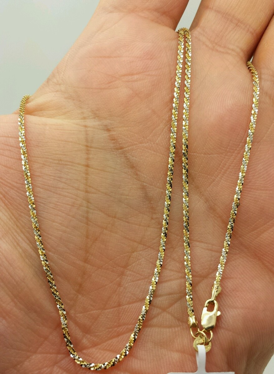 14k Yellow White Gold Diamond Cut Sparkle Necklace Chain 20