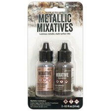 Ranger Tim Holtz Alcohol Ink Metallic Mixatives - Rose Gold and Gunmetal