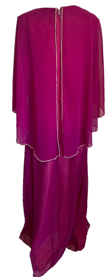 DE COLECCIÓN DAMA HELENE AÑOS 70 80 Formal Dama de honor Crucero Fiesta Talla 12 A 14 Magenta Foto 3 de 4
