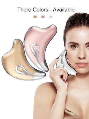Gua Sha Scraper Facial Massager Face Lifting Slimming LED Light Microcurrent Ski