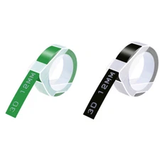 2PK 3D Embossing Tapes For DYMO Organizer Xpress Label Maker 1/2" Green Black