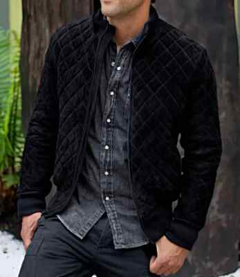 CLASSIC New Men's Black Suede Ribbed Jacket Soft Lambskin Moto Biker Coat Jacket