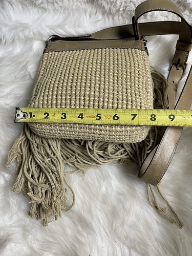 Ghurka Leather & Textile Khaki Woven & Fringe Crossbody Bag - Picture 7 of 13