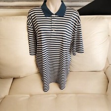 Oxford America Polo Shirt Mens XXL Green Striped Veri Cool 