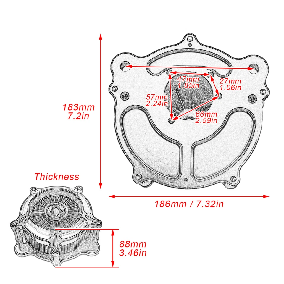 Filtre à Air Nettoyeur d'air Rouge élément Pour Harley Dyna Softail 2000-2015 - Photo 2/4