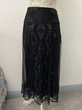 Stunning Mandolin ladies Black Beaded Net And Cotton Lined Skirt size 10