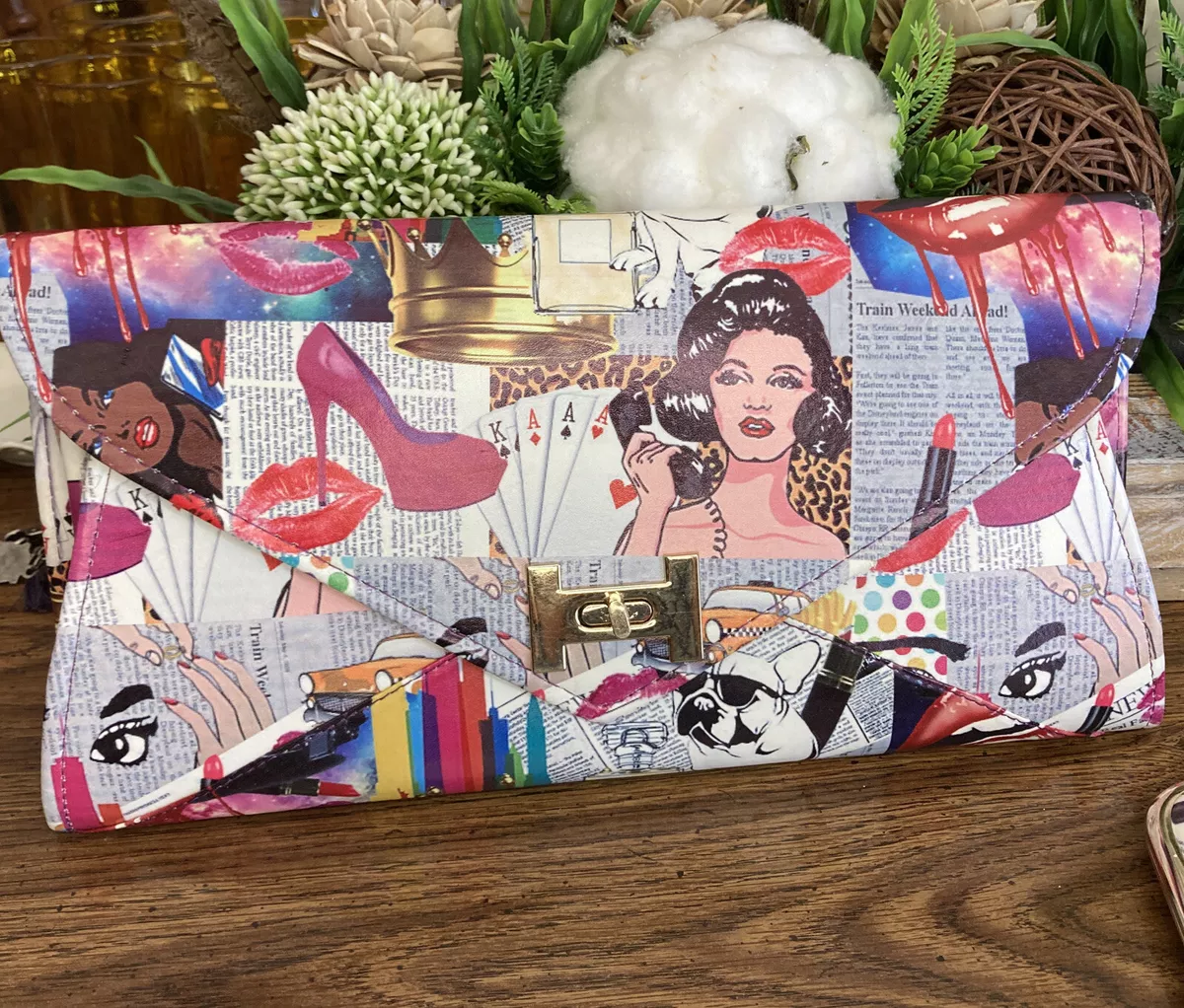 DEPECHE MODE NEW YORK Glamour Girls Newspaper Clutch Shoulder Bag
