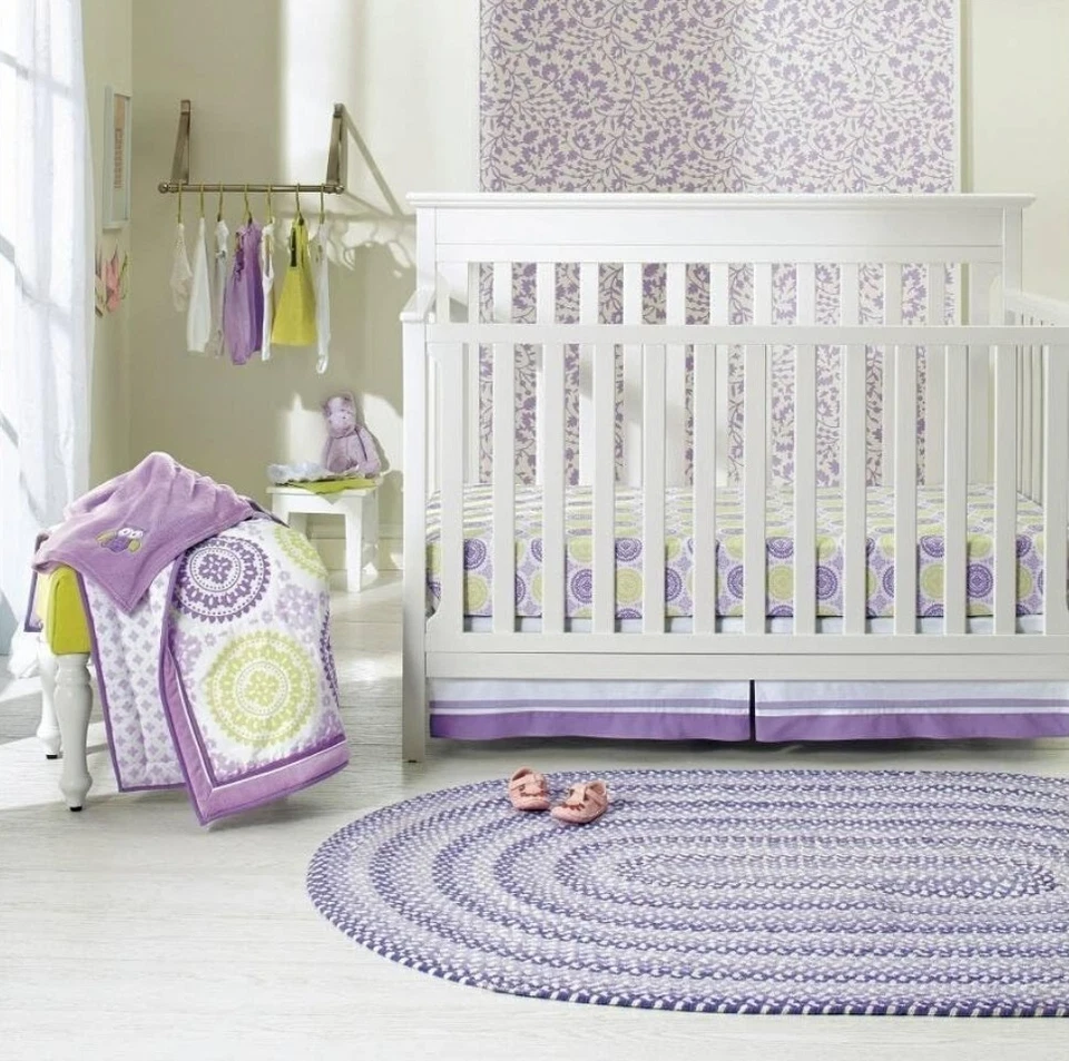 Edredón Cuna Circo Púrpura Medallion Target 2014 Verde Lima Bebé Niña Foto 3 de 4