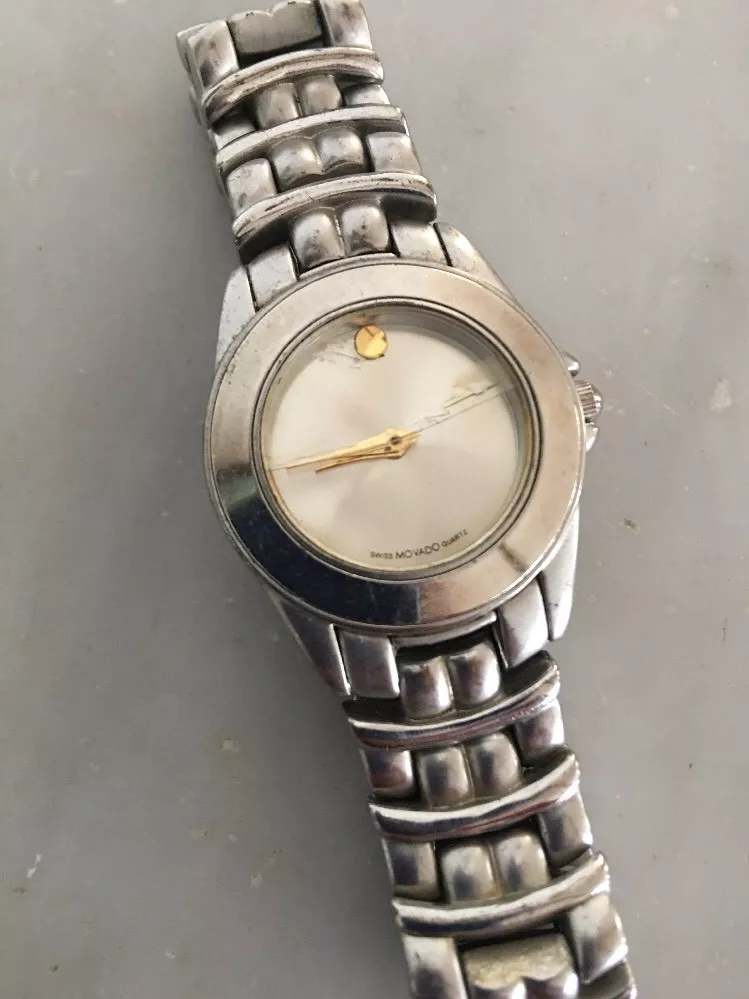 Movado Watch Women s Silver Gold Tone For Parts And Repair Water