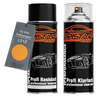 Autolack Spraydosen Set für VW Volkswagen L21Z Tibetorange Basislack Klarlack