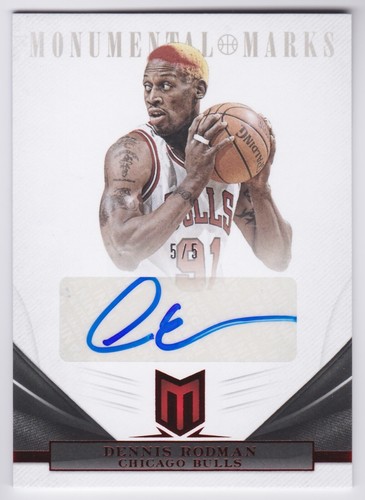 2012-13 Panini Momentum Dennis Rodman Red Monumental Marks Auto /5 Bulls Pistons
