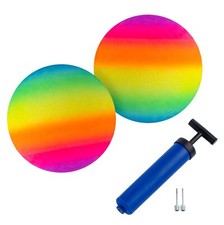 New Bounce Premium 8.5'' Rainbow Balls - Set of 2 Plus 2 Pins  Pump for Kids
