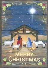 The Nativity with Holly Border Annie LaPoint Box of 18 Religious Christmas Cards
