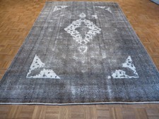7'7 X 11'6 Hand Knotted Overdyed Gray Vintage Tabrez Oriental Rug G3354