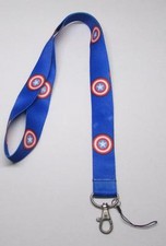 Blue CAPTAIN AMERICA LANYARD KEY CHAIN Ring Keychain ID Holder NEW