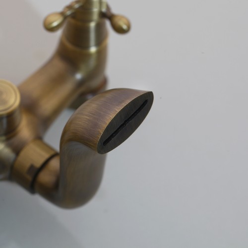 Antique Brass Telephone Bathtub Faucet Set Handheld Shower Mixer Wall Mount Tap - Picture 5 of 14