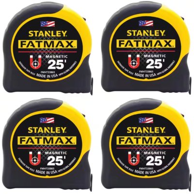 #ad 25 ft. x 1 1 4 in. Stanley Fatmax Magnetic Tape Measure Measuring Tool 4 Pack $110.11