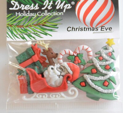 Christmas Eve / Dress It Up Holiday Craft Buttons / Santa ~ Tree ~ Sled | eBay Christmas Eve / Dress It Up Holiday Craft Buttons / Santa ~ Tree ~ Sled | eBay