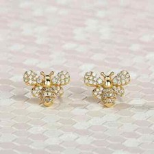 1.15Ct Lab Created Gorgeous Diamond Honey Bee Earrings 18K Yellow Gold Finish