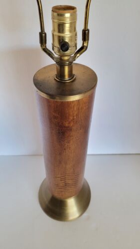 Vintage Mid Century Modern exotische Holzsäule und Messing Tischlampe 27" - Bild 9 von 11