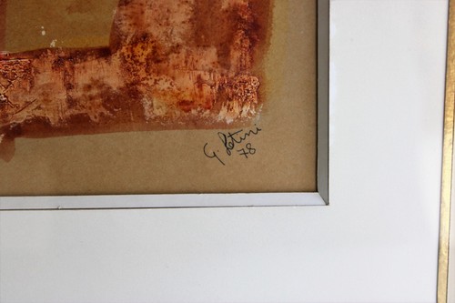 VINTAGE MIXED MEDIA PAINTING SIGNED 1978 ABSTRACT FIGURATIVE MOROCCO GALLERY - Picture 3 of 8