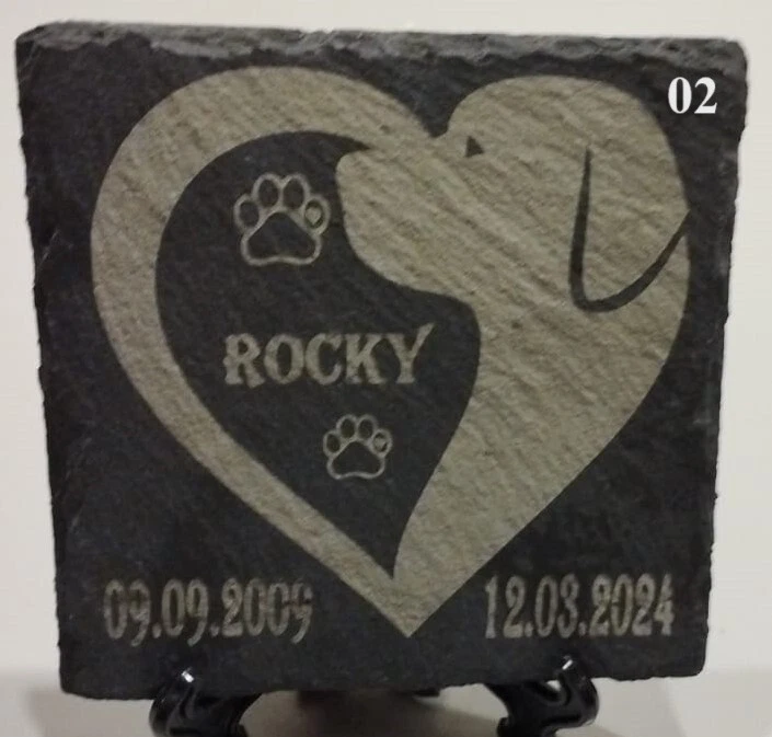 Gedenktafel Schiefer Grabstein,Grabplatte Haustier mit Gravur, mehrere Motive! - Bild 4 von 4