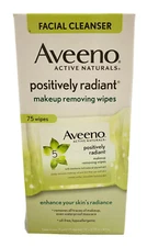 (3) Aveeno Positively Radiant Oil-Free Makeup Removing Wipes 25 Wipes Per Pack