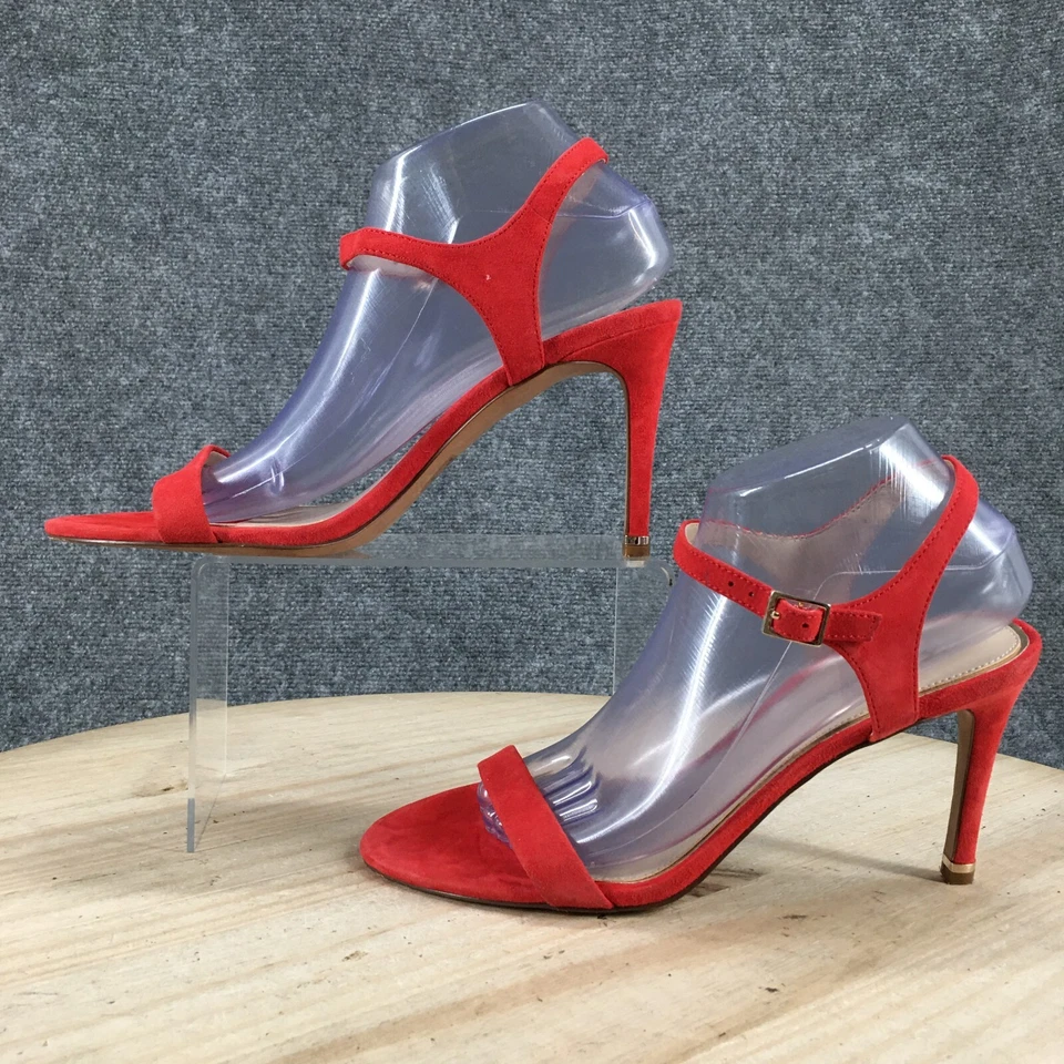 Kenneth Cole New York Tacones Mujer 9.5 M Vestido Stiletto Hebilla Correa Rojo Gamuza Foto 2 de 4