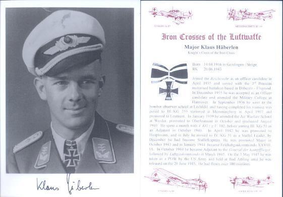 SPGL10 German Bomber Luftwaffe Battle of Britain photo signed HABERLEN KC