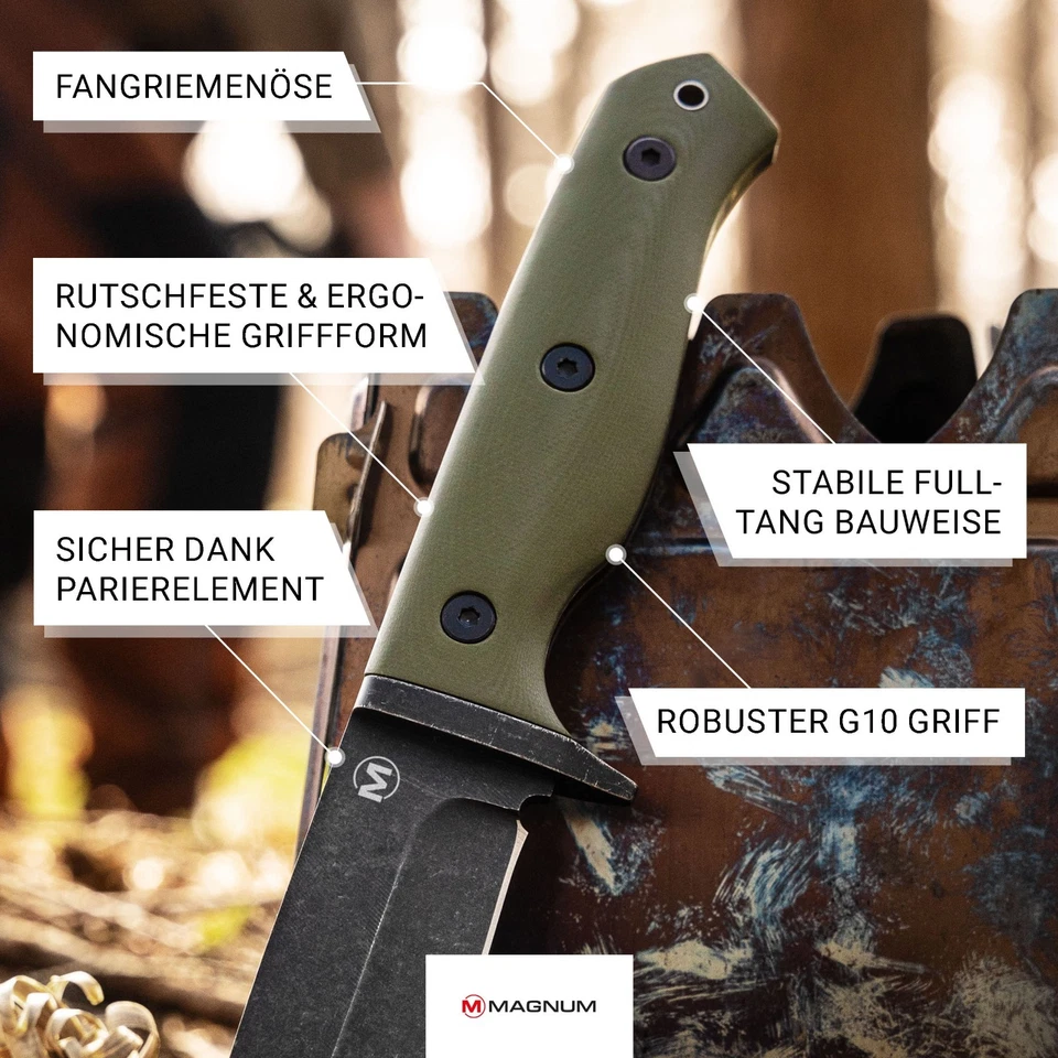 MAGNUM Bushcraft Drop Outdoormesser 42a Full Tang 440A G10 Kydex Grün 02SC339 - Bild 4 von 4